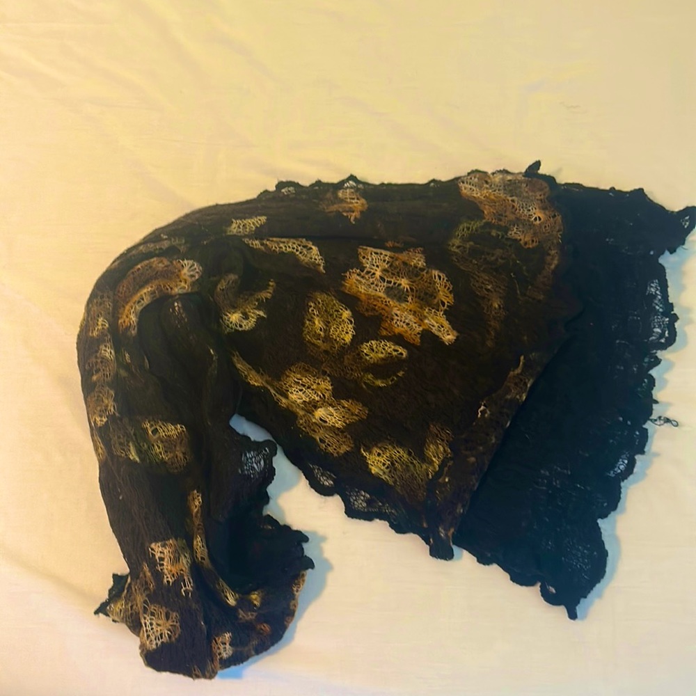 Lacy long knit scarf